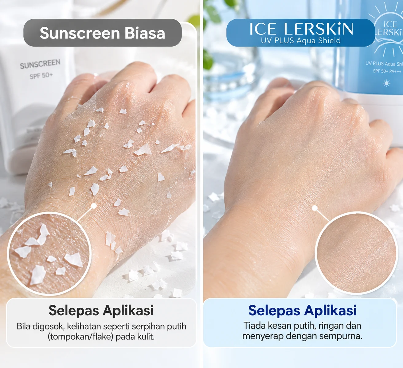 Kulit tidak melekit selepas pakai sunscreen