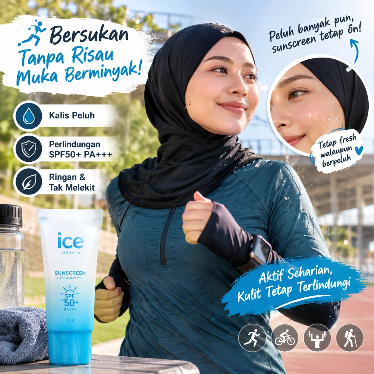 Sunscreen kalis peluh sesuai untuk Umrah